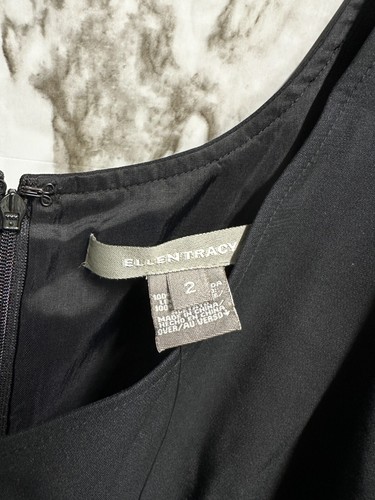 ¡Nuevo! Vestido Ellen Tracy Seda Negro - Forro Cinturón Talla 2 - Imagen 7 de 10