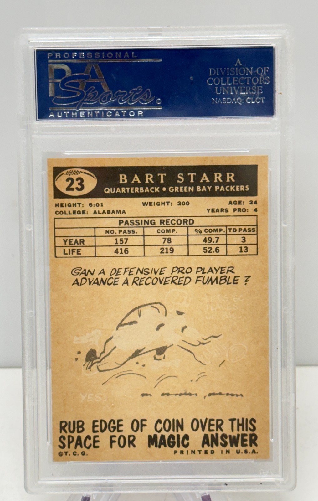 1959 Topps #23 Bart Starr Green Bay Packers PSA 6 EX-MT Vintage Football Card view 4