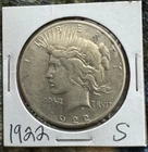 Morgan 1922-S Dollar 90% Silver. AU. SAN Francisco Mint.