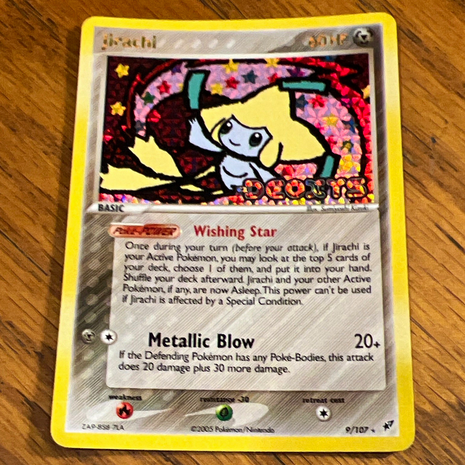 Pokemon TCG Jirachi 9/107 EX Deoxys Stamped Reverse Holo Rare 2005 Metal LP