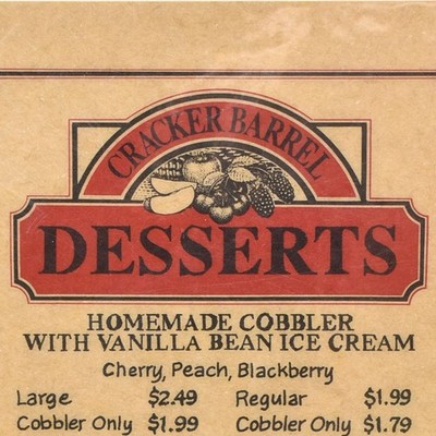 1994 Cracker Barrel Old Country Store Dessert Menu Hartmann Dr Lebanon Tennessee
