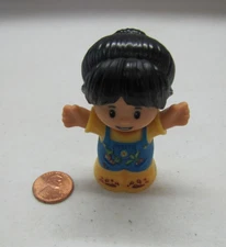 Fisher Price Little People Black Hair Farm Girl W/ Flowers Overalls