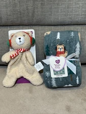 NEW, Parents Choice CHRISTMAS BEAR Baby Blanket w/ Matching Bear Lovey