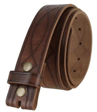 382000 Genuine One Piece Full Grain Leather Hand Tooled Engraved Belt Strap 1...