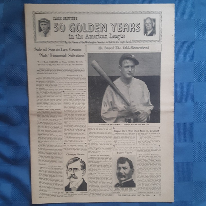 Washington Senators 1952 Clark Griffith 50 Golden Years Joe Cronin Washington DC