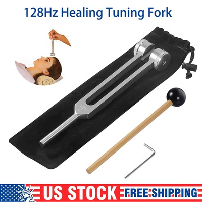 #ad Aluminum Tuning Fork 128hz amp; Reflex Hammer for Healing Chakra Set Sound Therapy $12.89