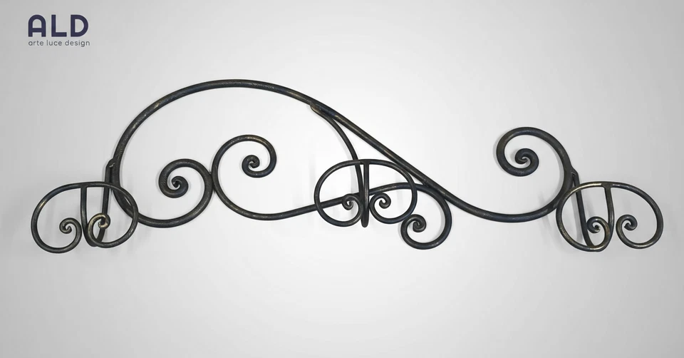 Appendiabiti da parete appendino da muro attaccapanni in ferro battuto a 3 ganci - Immagine 2 di 4