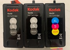 3 Kodak Verite 5 XL Black Ink Color Ink Cartridge Empty For Refill Fresh