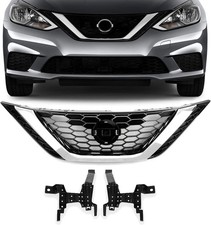 Front Bumper Grill Honeycomb Black W/Chrome 2016-2018 Nissan Sentra 62310-3YU0A