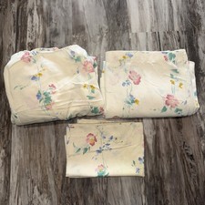 Vintage Criterion Queen Sheet Set Cream Floral Pink Blue Flowers