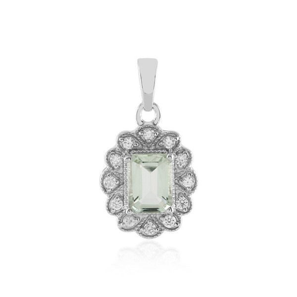 Cavill AnhäNger GrüNer Amethyst 1,25Ct Silber 925 Platin Zirkon Damen-image
