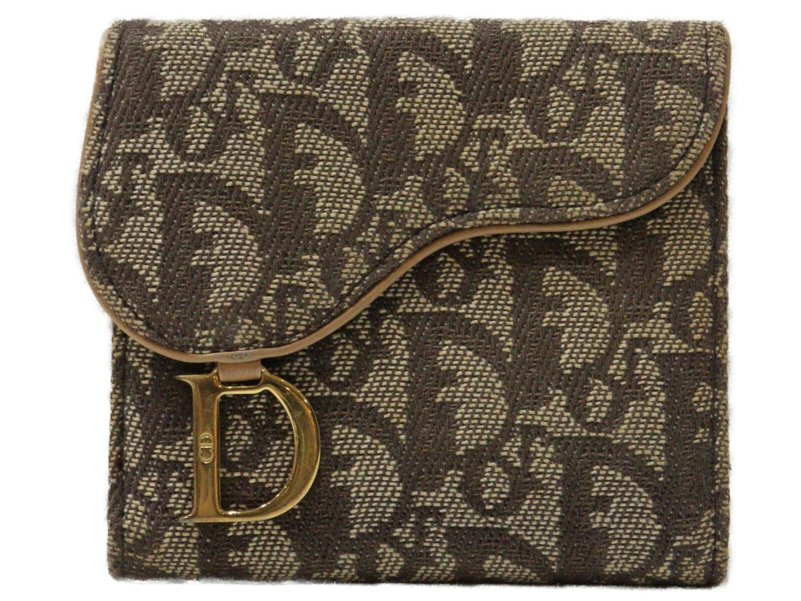 Christian Dior Portefeuille Bifold Compact Marron Beige Trotteur Cadeau Femme