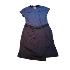 Tory Burch Navy Blue Short Sleeve Collared Shirtdress Wrap Skirt Size 6