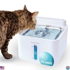 BLACK SWIFT UV Cat Water Fountain Stainless Steel – 108oz / 3.2L, BPA-Free,