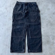 Vintage carhartt faded black y2k double knee work wear carpenter pants