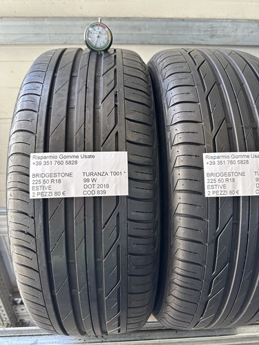 2 PNEUMATICI USATI BRIDGESTONE TURANZA T001 * ESTIVE 225 50 R18 99W DOT 2018 - Foto 9 di 21