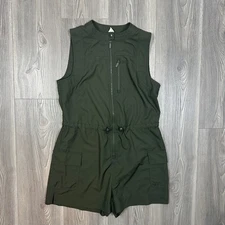 Old Navy Olive Green StretchTech Cargo Romper Zip Front Size XS
