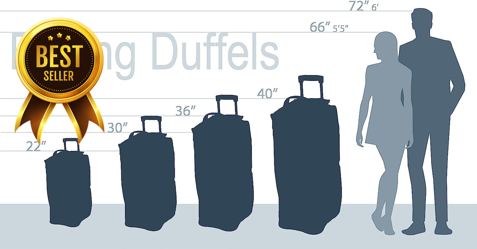 36" Rolling Duffel Bag Black Wheeled Travel Luggage Carry On
