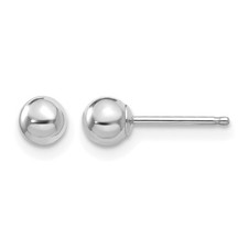 14k White Gold Polished 4mm Ball Post Stud Earrings L-4 mm W-4 mm