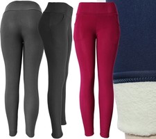 Women's Plain Thick Winter Sherpa Lined Super Warm Pants - Dressy Leggings
