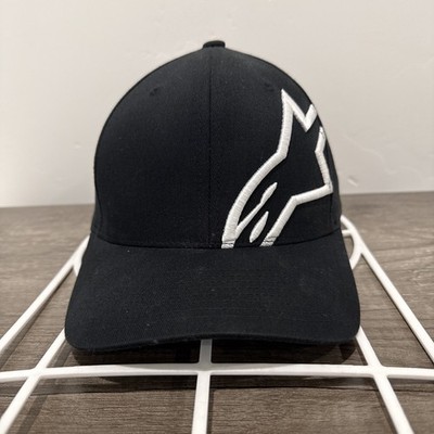 Alpinestars Corp Shift Logo Black White Flexfit Cap Hat Mens S/M