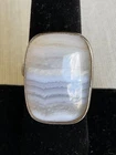 SAJEN Sterling Silver blue lace Agate gemstone ring size 7 Vintage Estate jewelr