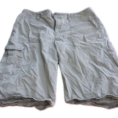Rafaella Womens Beige Twill Cargo Shorts Flat Front Zip Fly Cargo Pockets Cotton