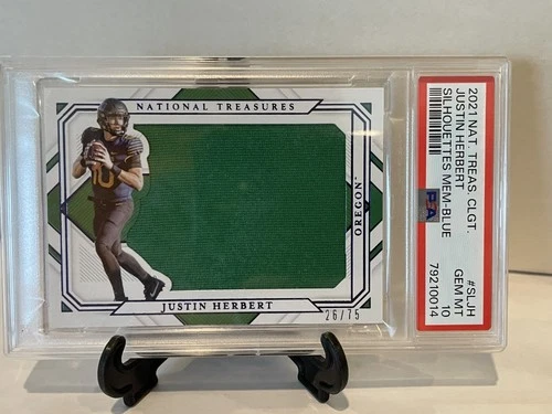 Justin Herbert Silhouette Memorabilia #26/75 2021 National Treasures PSA 10