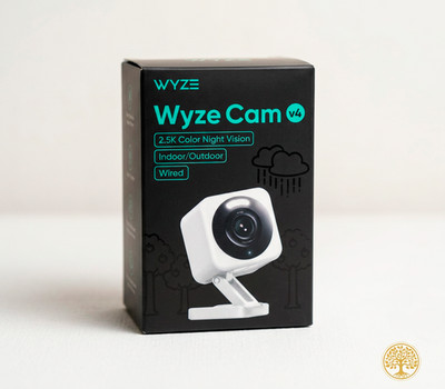Wyze Cam v4 2.5K QHD Wired Indoor/Outdoor WiFi Smart Security Camera - White