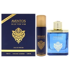 "Fragrance World Aventos Blue - 2 pc Gift Set 3.4oz EDP Spray, 1.7oz Body Spray"