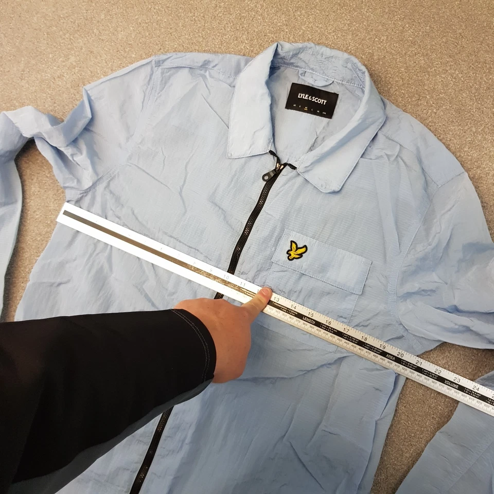 Lyle & Scott Hombres Chaqueta Mediana Azul Sobrecamisa Nylon Informal Mod Liam Terrace Foto 4 de 4