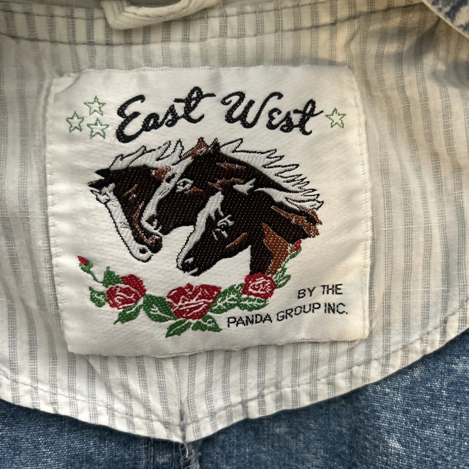 复古 East West 酸洗牛仔夹克正品大号女式 80 年代 — 第 3/4 张图片