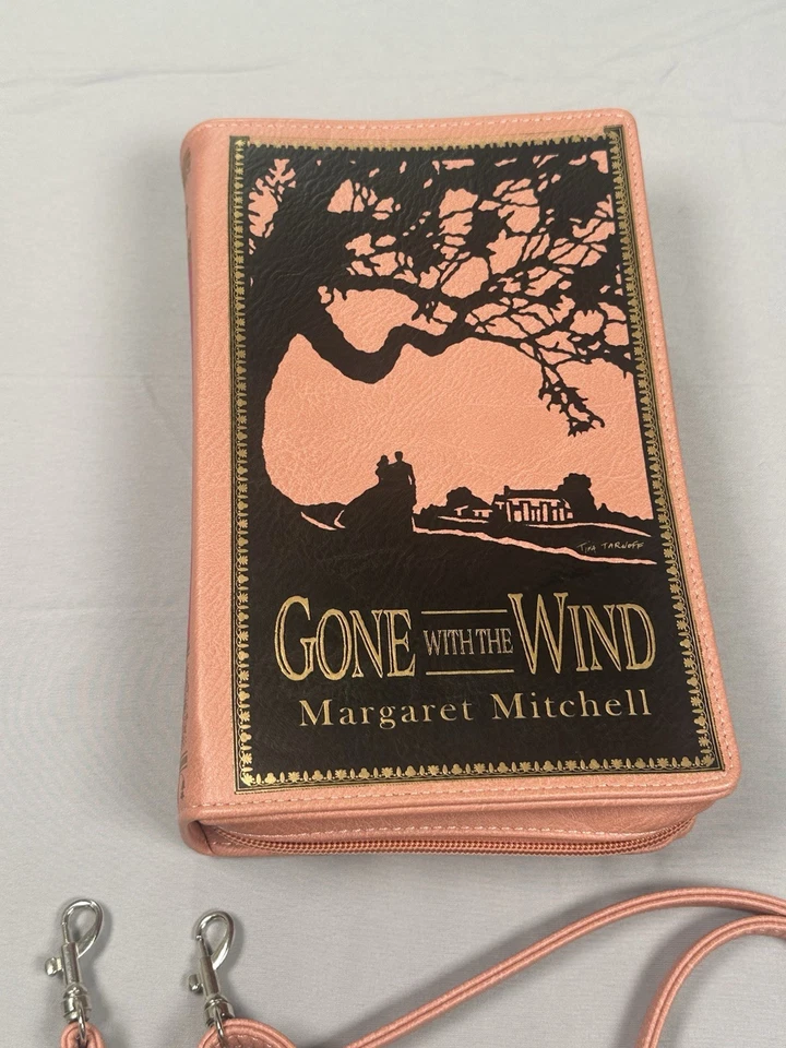 Bolso sin asas Libro Lo que el viento se llevó Bolso bandolera de vinilo rosa Novedad Muñequera Foto 2 de 4