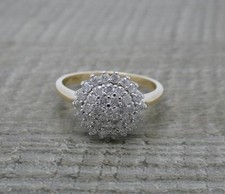 Gorgeous 9ct Yellow Gold Natural 0.75ct Cluster Diamond Ring Size R