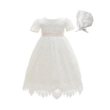 Meiqiduo Baby Girls Lace Dress Christening Baptism Gowns Outfit wit... Fast Ship