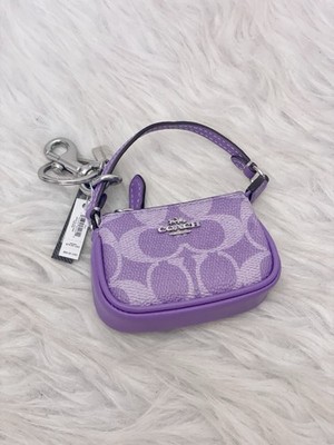 NWT Coach Mini Nolita Bag Charm In Signature Canvas in Iris Purple