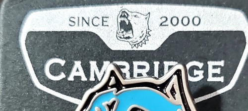 Cambridge Enamel Pitbull Pit Dog Hat Jacket Lapel Pin Black White Silvertone New - Picture 5 of 7