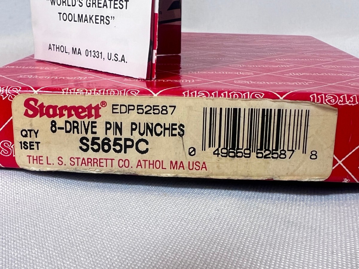 VTG L.S. Starrett No.S565 Set 8 Drive Pin Punches In Pouch With