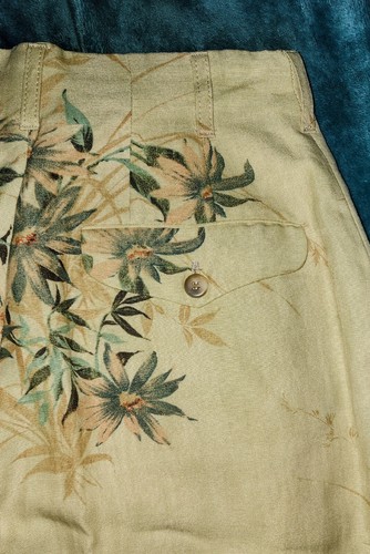Armand Ventilo Collection Hose Paris Frankreich Damen Größe 36 Leinen 4/6 hellbraun geblümt - Bild 9 von 10