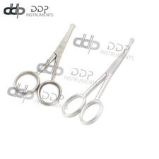 Lot 2 Safety Scissors Mustache Nose Ear Hair Manicure 3.5" Straight/Curved