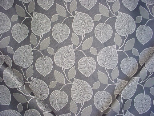 1-3/8Y Robert Allen 231705 Fall Fun Leaf Damask Grey Drapery Upholstery Fabric - Picture 1 of 4