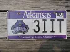 2021 Arkansas University of Central Arkansas License Plate UCA Bears AR 3IIT
