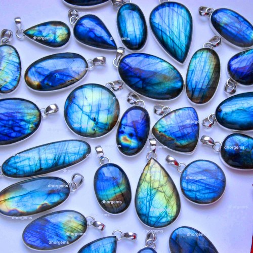 10pcs labradorite 92.5 silver plated pendant gemstone cabochon wholesale price - Picture 2 of 12