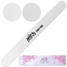 10pcs Pana Professional Round White Nail Files Double Sided Grit 100/180