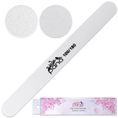 10pcs Pana Professional Round White Nail Files Double Sided Grit 100/180 - Picture 1 of 5