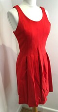 J. Crew red structured jersey pleated flare A line dress US 6 UK 10 VGC classic
