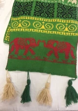 Vintage Elephant Theme Knit SCARF Tassel Edge 76 x 13  ACRYLIC Multi Color