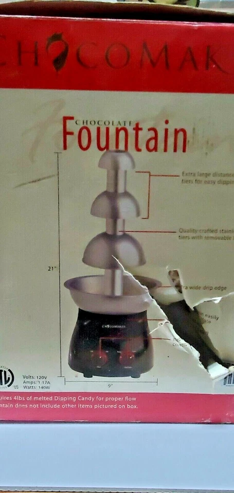 USED - Chocomaker 4LB Chocolate Fountain Black & Stainless 3 Tier (S7-Floor-G74) - Image 2 of 4