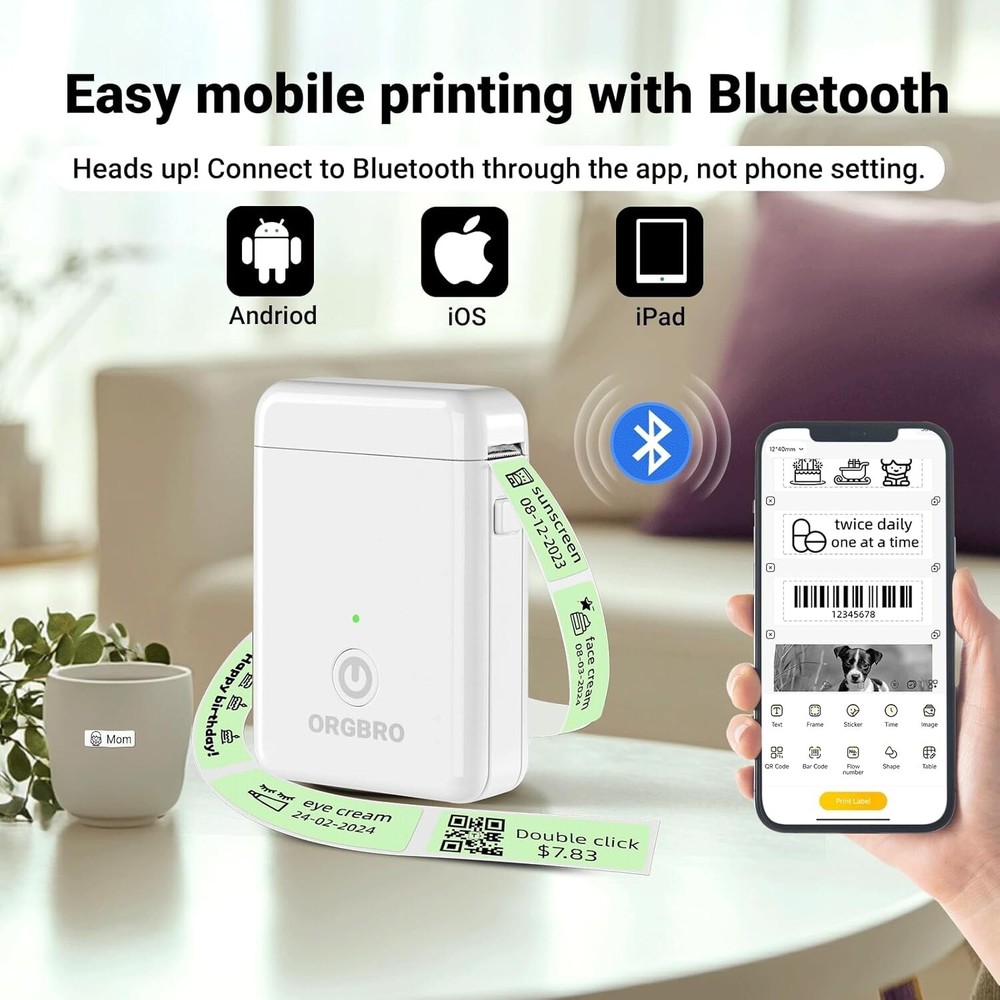 Portable Bluetooth Label Maker Machine with Tape, X1 Mini Label Printer for Home & Office Organization