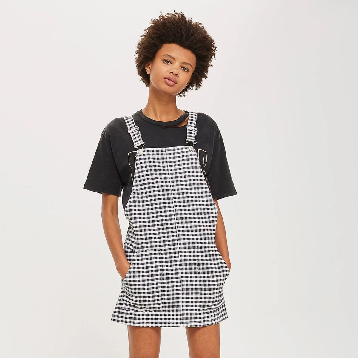 Dungaree dress checked cheap
